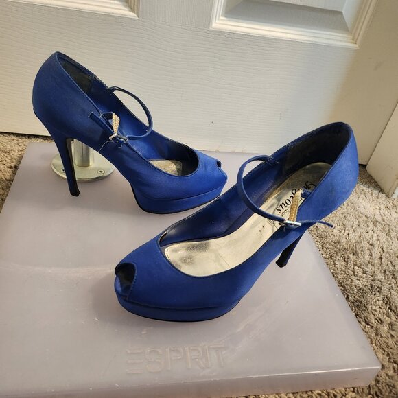 Satin Heels w/ Peep Toe - Picture 1 of 1